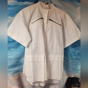 INSPR BY Nicole Williams NWT  White Short Sleeve Button Up‎ Shirt Size XS